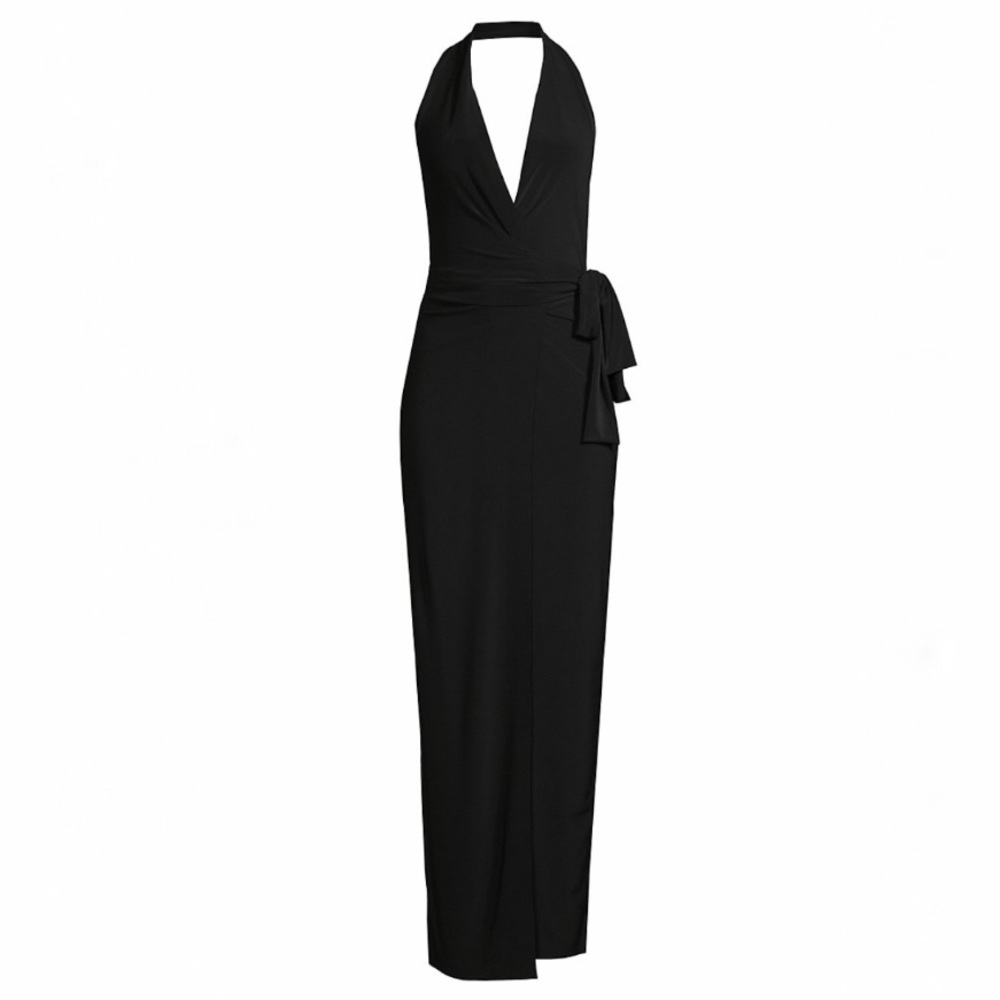 New Norma Kamali Halter Wrap Straight Gown Size Medium (Black)